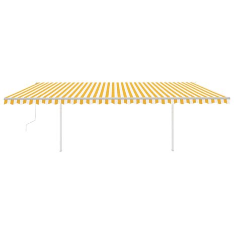 Luifel automatisch met LED en windsensor 6x3,5 m geel en wit 3