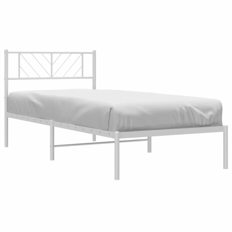 Bedframe met hoofdbord zonder matras metaal wit 75x190 cm 3