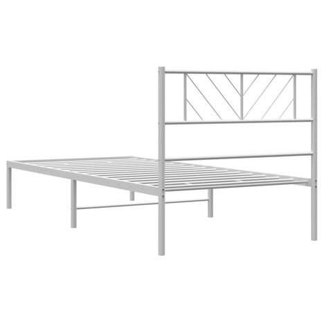 Bedframe met hoofdbord zonder matras metaal wit 75x190 cm 7