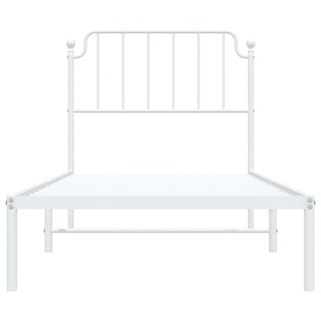 Bedframe met hoofdbord metaal wit 90x190 cm 5