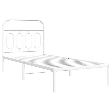 Bedframe met hoofdbord metaal wit 80x200 cm 3