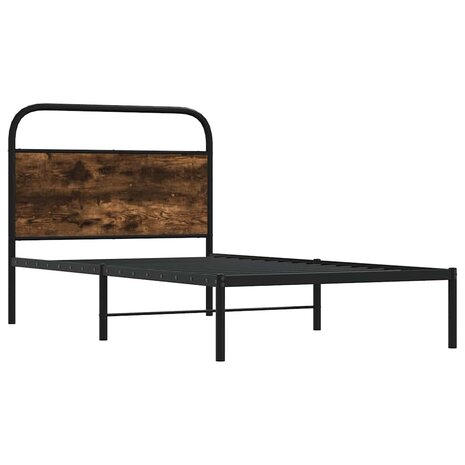 Bedframe zonder matras bewerkt hout gerookt eiken 90x190 cm 3