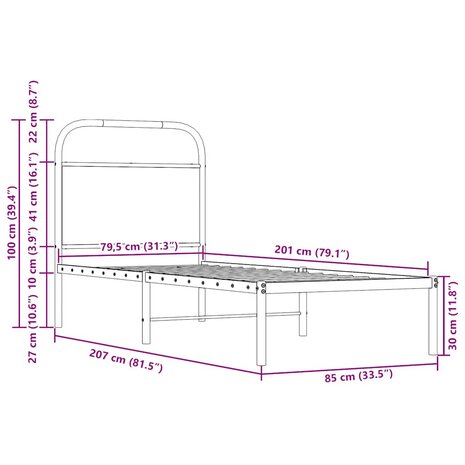 Bedframe zonder matras bewerkt hout sonoma eikenkleur 80x200 cm 9