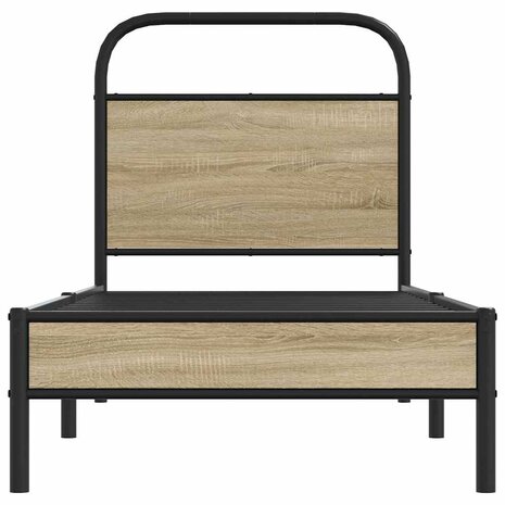 Bedframe zonder matras bewerkt hout gerookt eiken 75x190 cm 5