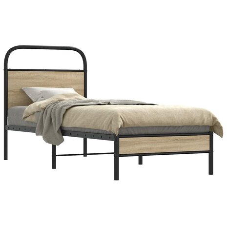 Bedframe zonder matras bewerkt hout gerookt eiken 80x200 cm 1