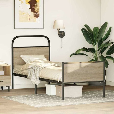Bedframe zonder matras bewerkt hout sonoma eikenkleur 75x190 cm 4