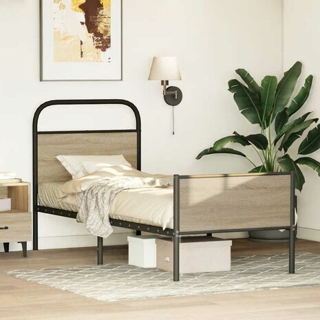 Bedframe zonder matras bewerkt hout sonoma eikenkleur 80x200 cm 4