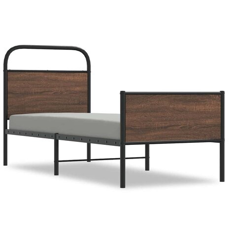 Bedframe zonder matras bewerkt hout bruin eikenkleur 75x190 cm 2