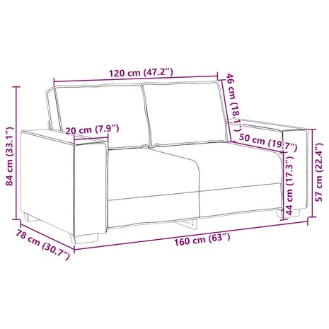 2-zitsbank Zwart 120 cm Stof 9