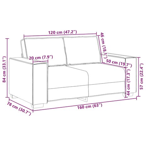 2-zitsbank Wijnrood 120 cm Stof 9