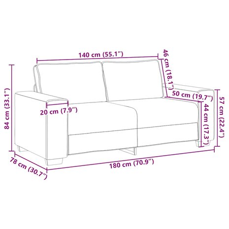 2-zitsbank Lichtgrijs 140 cm Stof 9