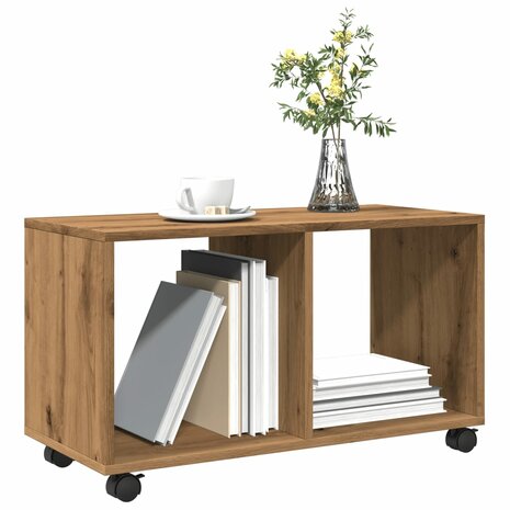 Rolkast 72x33x42,5 cm bewerkt hout artisanaal eikenkleurig 4