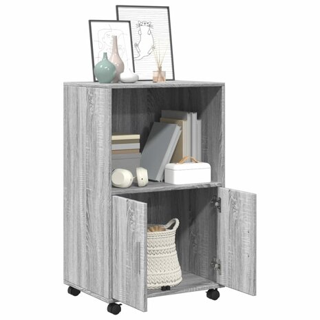 Rolkast 55x40x91 cm bewerkt hout grijs sonoma eikenkleurig 3