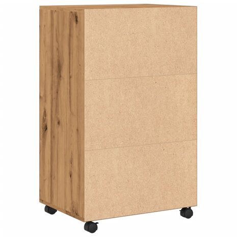 Rolkast 55x40x91 cm bewerkt hout artisanaal eikenkleurig 6