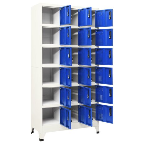Lockerkast 90x40x180 cm staal grijs en blauw 3
