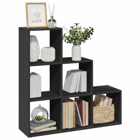 Kamerscherm / boekenkast 3-laags 99x29x99 cm bewerkt hout zwart 1