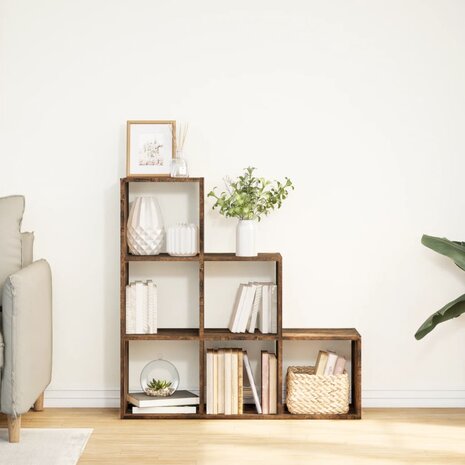 Kamerscherm / boekenkast 3-laags 99x29x99 cm hout gerookt eiken 3