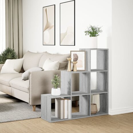 Kamerscherm / boekenkast 3-laags 99x29x99 cm hout grijs sonoma 4