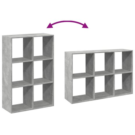 Kamerscherm / boekenkast 69,5x29x103,5 cm hout betongrijs 8