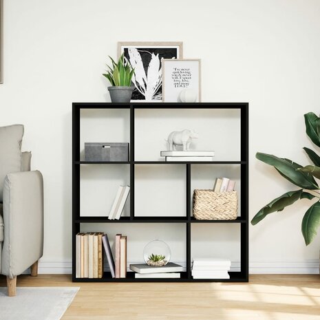 Kamerscherm / boekenkast 102x29x103,5 cm bewerkt hout zwart 3