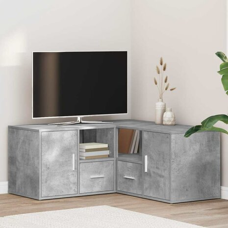 Hoekkast 160x40x45 cm bewerkt hout betongrijs 1