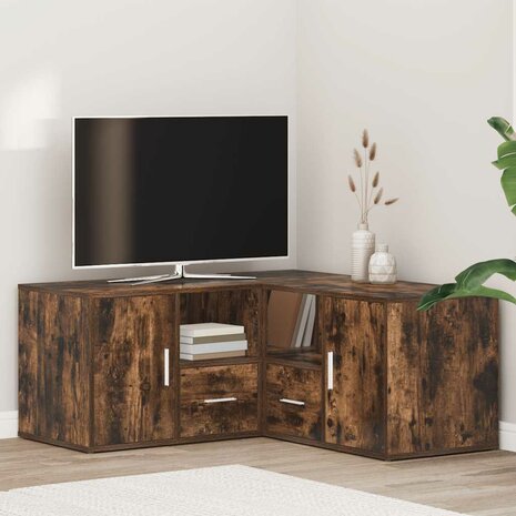 Hoekkast 160x40x45 cm bewerkt hout gerookt eikenkleurig 1