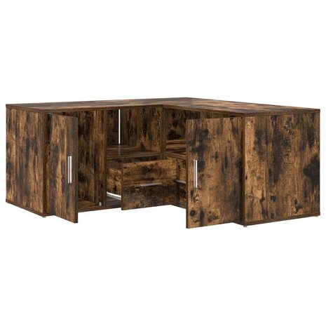 Hoekkast 160x40x45 cm bewerkt hout gerookt eikenkleurig 2