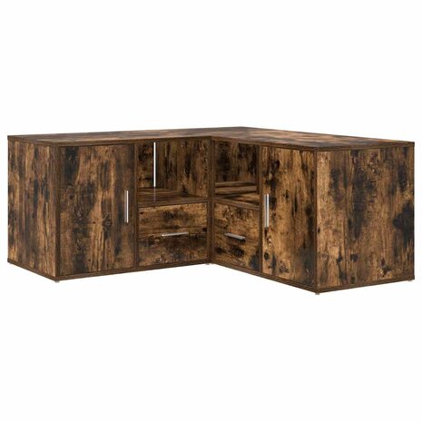 Hoekkast 160x40x45 cm bewerkt hout gerookt eikenkleurig 5