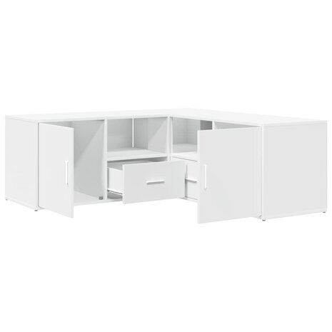 Hoekkast 200x40x45 cm bewerkt hout wit 2