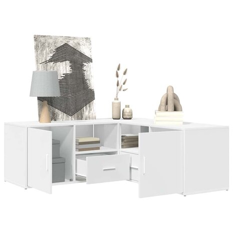 Hoekkast 200x40x45 cm bewerkt hout wit 4