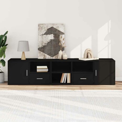 Hoekkast 200x40x45 cm bewerkt hout zwart 3