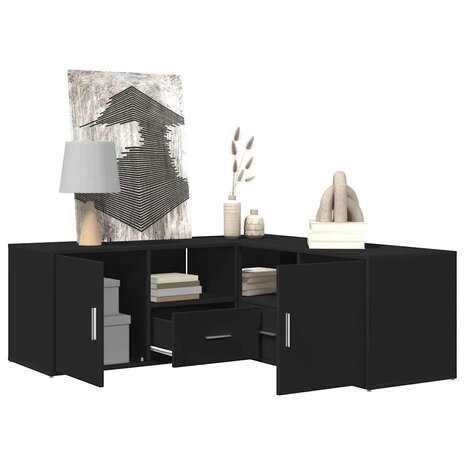 Hoekkast 200x40x45 cm bewerkt hout zwart 4