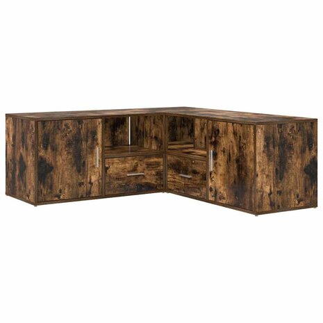 Hoekkast 200x40x45 cm bewerkt hout gerookt eikenkleurig 5