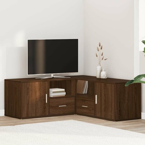 Hoekkast 200x40x45 cm bewerkt hout bruin eikenkleurig 1