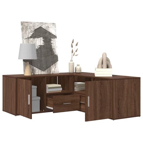 Hoekkast 200x40x45 cm bewerkt hout bruin eikenkleurig 4