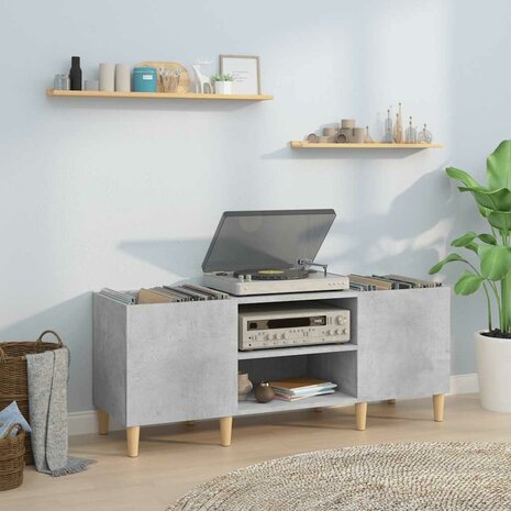 Platenkast 121x38x48 cm bewerkt hout betongrijs 1