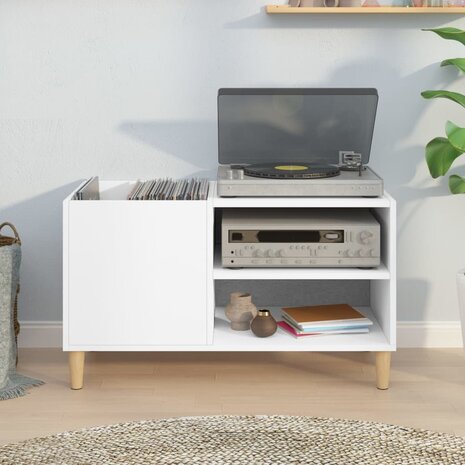 Platenkast 84,5x38x48 cm bewerkt hout wit 3