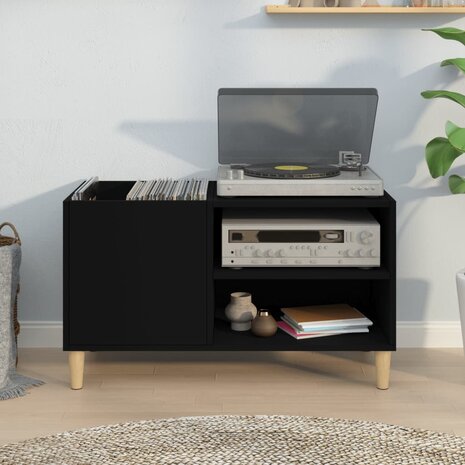 Platenkast 84,5x38x48 cm bewerkt hout zwart 3