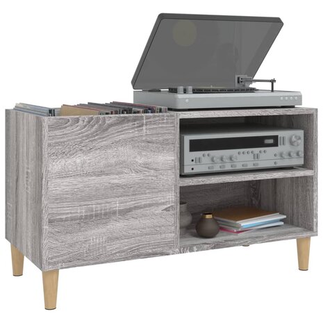Platenkast 84,5x38x48 cm bewerkt hout grijs sonoma eikenkleurig 4