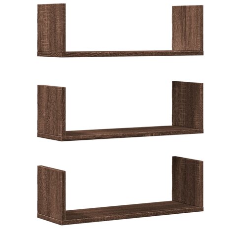 Wandschappen 3 st 58x18x18 cm bewerkt hout bruin eikenkleurig 2