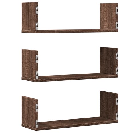 Wandschappen 3 st 58x18x18 cm bewerkt hout bruin eikenkleurig 6