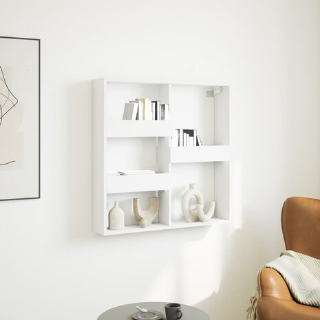 Wandkast 80x15x80 cm bewerkt hout wit 1