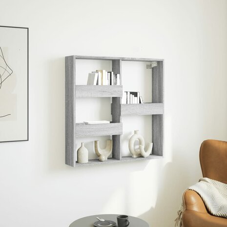 Wandkast 80x15x80 cm bewerkt hout grijs sonoma eikenkleurig 1