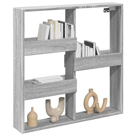 Wandkast 80x15x80 cm bewerkt hout grijs sonoma eikenkleurig 3