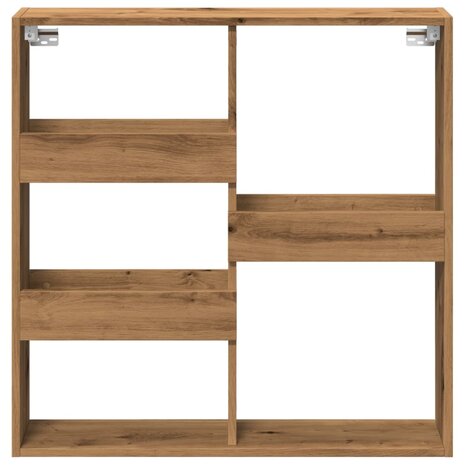Wandkast 80x15x80 cm bewerkt hout artisanaal eikenkleur 4