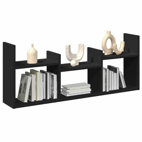 Wandkast 100x18x40 cm bewerkt hout zwart 1