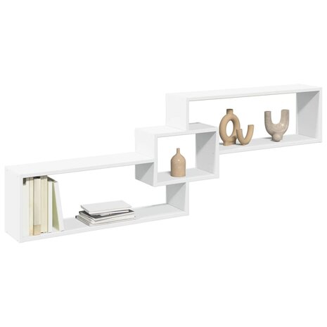 Wandkast 158x18x53 cm bewerkt hout wit 1