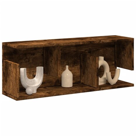 Wandkast 80x20x30 cm bewerkt hout gerookt eikenkleurig 1