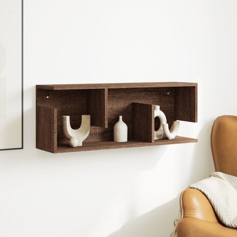 Wandkast 80x20x30 cm bewerkt hout bruin eikenkleur 3