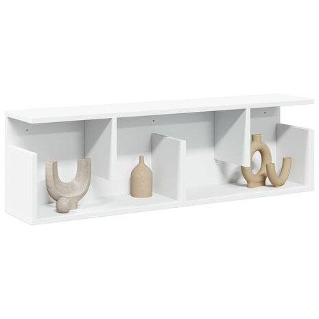 Wandkast 100x20x30 cm bewerkt hout wit 1